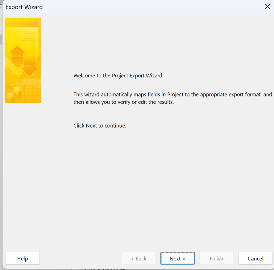 Step 3 - Export wizard